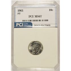 1961 ROOSEVELT DIME, PCI MS-67 FULL TORCH!