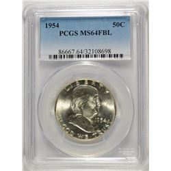 1954 FRANKLIN HALF DOLLAR, PCGS MS-64 FBL