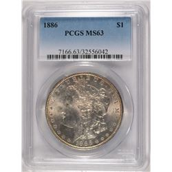 1886 MORGAN SILVER DOLLAR, PCGS MS-63