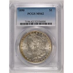 1890 MORGAN SILVER DOLLAR, PCGS MS-62