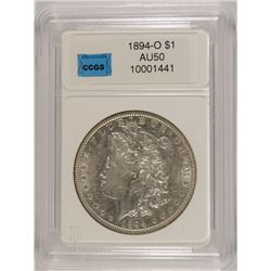1894-O MORGAN SILVER DOLLAR, CCGS AU-50