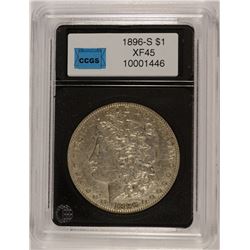 1896-S MORGAN SILVER DOLLAR, CCGS XF-45
