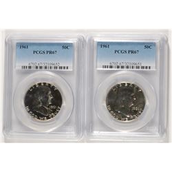 ( 2 ) 1961 FRANKLIN HALF DOLLARS, PCGS PROOF-67