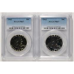 ( 2 ) 1963 FRANKLIN HALF DOLLARS, PCGS PROOF-67