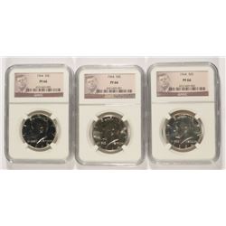 ( 3 ) 1964 KENNEDY HALF DOLLARS, NGC PROOF-66
