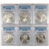 Image 1 : 2002, 2003, 2004, 2005, 2006 & 2007 AMERICAN SILVER EAGLES, PCGS MS-69 NICE RUN!