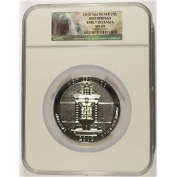 2010 HOT SPRINGS (5 OZT .999 FS) NGC MS-69 (EARLY RELEASE)