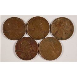 (5) 1910-S LINCOLN CENTS