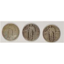 (3) STANDING LIBERTY QUARTERS (1917 I, 1927-D, 1930)