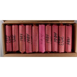 1 box of  50 Rolls of 1987 Unc. Lincoln Cents