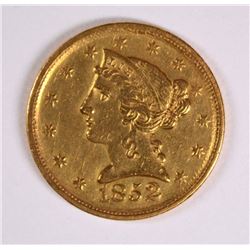 1852-D $5 GOLD AU/BU