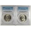Image 1 : ( 2 ) 1958 FRANKLIN HALF DOLLARS, PCGS MS-64