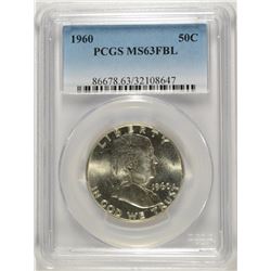 1960 FRANKLIN HALF DOLLAR, PCGS MS-63 FBL