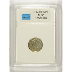 1942/1 MERCURY DIME, CCGS AU-50  NICE BOLD EXAMPLE!