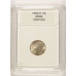 1949-D ROOSEVELT DIME, CCGS MS-66