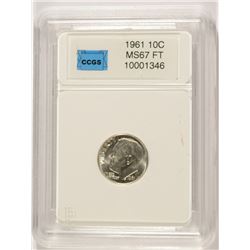 1961 ROOSEVELT DIME, CCGS MS-67 FULL TORCH