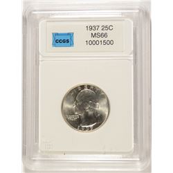1937 WASHINGTON QUARTER, CCGS MS-66