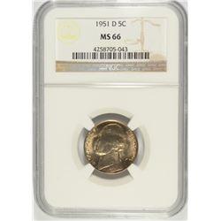 1951-D JEFFERSON NICKEL, NGC MS-66