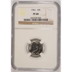 1961 ROOSEVELT DIME, NGC PROOF-68