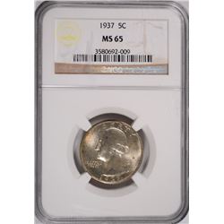 1937 WASHINGTON QUARTER, NGC MS-65 GEM