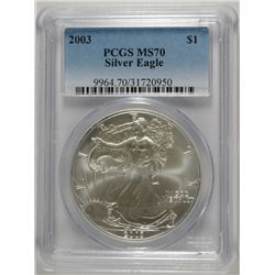 2003 AMERICAN SILVER EAGLE, PCGS MS-70! PERFECT!