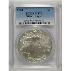 2004 AMERICAN SILVER EAGLE, PCGS MS-70!