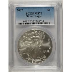 2007 AMERICAN SILVER EAGLE, PCGS MS-70 PERFECT!