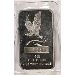 A FIVE OUNCE SILVERTOWNE .999 SILVER BAR,  A GREAT  SIZE  FOR A GIFT