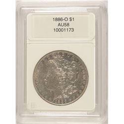 1886-O MORGAN SILVER DOLLAR, CCGS, AU-58