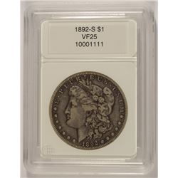 1892-S MORGAN SILVER DOLLAR, CCGS VF-25