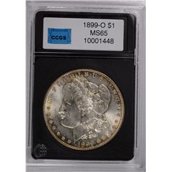 1899-O MORGAN SILVER DOLLAR, CCGS MS-65