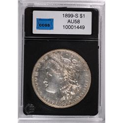 1899-S MORGAN SILVER DOLLAR, CCGS AU-58