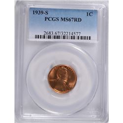 1939-S LINCOLN CENT, PCGS MS-67 RED  CHERRY!