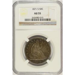 1871-S SEATED HALF DOLLAR, NGC AU-55