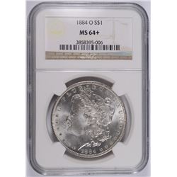 1884-O MORGAN SILVER DOLLAR, NGC MS 64+