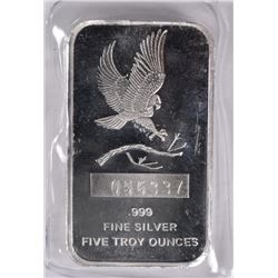A FIVE OUNCE SILVERTOWNE .999 SILVER BAR,  A GREAT  SIZE  FOR A GIFT