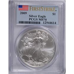 2009 AMERICAN SILVER EAGLE PCGS MS-70 FIRST STRIKE