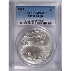 2003 AMERICAN SILVER EAGLE, PCGS MS-70! PERFECT!