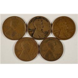 (5) 1912-S LINCOLN CENTS