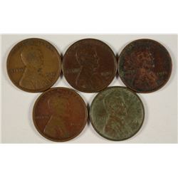 (5) 1914-S LINCOLN CENTS