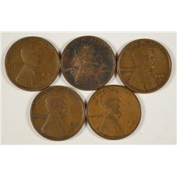 (5) 1915-S LINCOLN CENTS