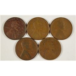 (5) 1922-D LINCOLN CENTS