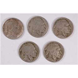(5) 1914-S BUFFALO NICKELS
