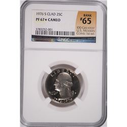 1976-S PROOF WASHINGTON QUARTER NGC PF-67 (STAR) CAMEO (RANK #65 100 GREATEST US