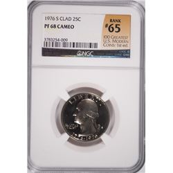 1976-S PROOF WASHINGTON QUARTER NGC PF-68 CAMEO (RANK #65 100 GREATEST US MODERN