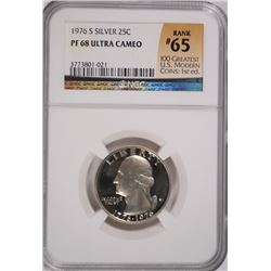 1976-S PROOF WASHINGTON QUARTER NGC PF-68  CAMEO (RANK #65 100 GREATEST US