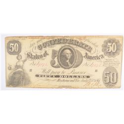 1861 $50 CONFEDERATE STATES OF AMERICA NOTE (T-8) XF DETAILS (NET VG)