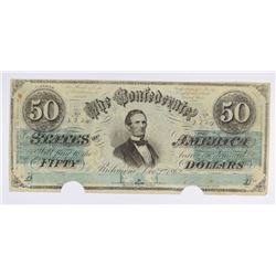 1862 $50 CONFEDERATE STATES OF AMERICA NOTE (T-50) VF