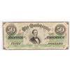 Image 1 : 1863 $50 CONFEDERATE STATES OF AMERICA NOTE (T-57) AU/CU