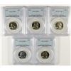 Image 1 : LOT OF ( 5 ) 1963 WASHINGTON QUARTERS, PCGS PROOF-67